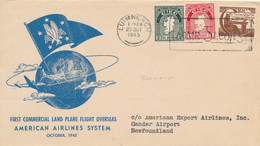 EIRE FFC SHANNON To GANDER NEW FOUNDLAND - LUIMNEACH 25/10/1945 - AMERICAN AIR LINES OVERSEAS - Cartas & Documentos