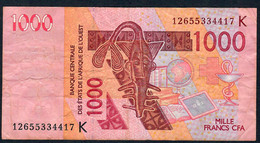 W.A.S. SENEGAL P715Kl 1000 FRANCS (20)12  F-VF  NO P.h. - Westafrikanischer Staaten