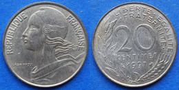 FRANCE - 20 Centimes 1997 KM# 930 Fifth Republic Franc Coinage (1959-2001) - Edelweiss Coins - 20 Centimes