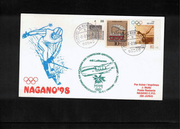 Germany 1998 Lufthansa Flight Frankfurt-Tokyo-Nagano To The Opening Of Olympic Games Nagano Interesting Postcard - Hiver 1998: Nagano