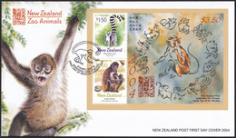 New Zealand 2004 First Day Cover FDC Zoo Animals - Spider Monkey And Ring Tailed Lemur (**) - Briefe U. Dokumente