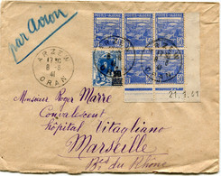 ALGERIE LETTRE PAR AVION DEPART ARZEW 8-8-41 ORAN POUR LA FRANCE - Covers & Documents