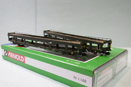 Arnold - 2 WAGONS Porte-autos DD DEV 66 SNCF ép. V Réf. HN4347 Neuf NBO N 1/160 - Güterwaggons