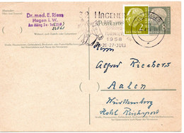 55215 - Bund - 1958 - 8Pfg Heuss I GAKte M ZusFrank HAGEN - 39. HAGENER REIT- UND SPRINGTURNIER ... -> Aalen - Paardensport