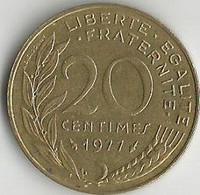 Pièce De Monnaie 20 Centimes Marianne 1977 - 20 Centimes