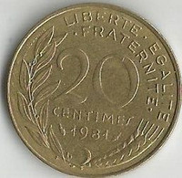 Pièce De Monnaie 20 Centimes Marianne 1981 - 20 Centimes