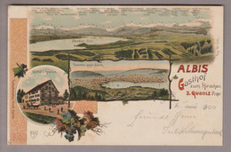 AK CH ZH Langnau Albis Gasthof Zum Hirschen 1900-06-05 Litho P.V.K./Z - Langnau Am Albis 