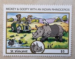 ST VINCENT Rhinocéros, Walt Disney, 1 Valeur  ** Neuf Sans Charnière, MNH - Rhinoceros