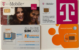 USA : GSM  SIM CARD  : 4 Cards  A Pictured (see Description)   MINT ( LOT L ) - [2] Chip Cards