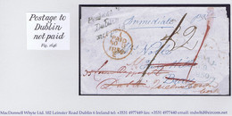 Ireland Dublin Wicklow 1850 Redirected Bray To Dublin, Then To Queenstown, With Handstruck "Postage To/Dublin/not Paid" - Préphilatélie