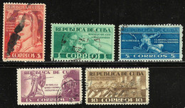 CUBA  1943 SCOTT 375-379 USED $1.15 - Oblitérés