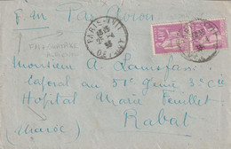 LETTRE PAR AVION 1933 PARIS XVII Pour RABAT Maroc Surtaxe Aérienne Type PAIX - 1932-39 Peace