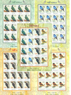 India 2016 Near Threatened Birds Complete Set Of 5 Full Sheetlets MNH As Per Scan - Other & Unclassified