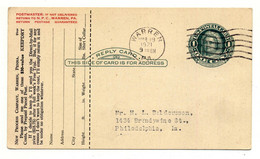 USA, Reply Card, New Process Company, Warren, PA, 1921 Nach Philadelphia - 1921-40