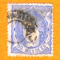 Espagne - 1870 - Communicaciones - 50M Bleu - Oblitérés