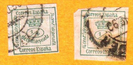Espagne - 1873 - Couronne Royale - 2 Timbres - Oblitérés