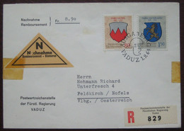 Liechtenstein Nachnahme Einschreiben FDC 1964 - Wappen (Grafen Von Sulz / Grafen Von Hohenems) Nach Feldkirch Nofels - Storia Postale