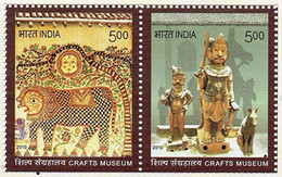 India 2010 Crafts Museum New Delhi Madhubani Paintings Wood Carvings 2v Set Of Rs.5.00 Stamps MNH - Other & Unclassified