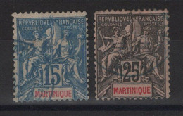 Martinique - N°36 + 38 - Obliteration Bleue - Used Stamps