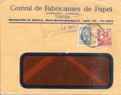 CARTA  COMERCIAL   1939 TOLOSA  CENSURA  MILITAR SEVILLA - Nationalists Censor Marks