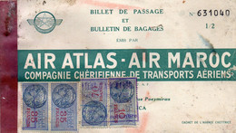 Billet D' Avion - Billet De Passage  émis Par AIR  ATLAS - AIR - MAROC - Compagnie Chérifienne De Transports Aériens . - Non Classés