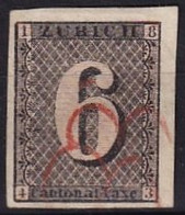 SUISSE - 6 R. De Zürich Oblitéré FAUX - 1843-1852 Timbres Cantonaux Et  Fédéraux