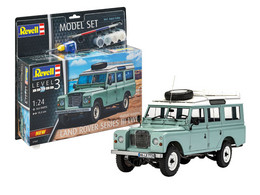 Revell - SET LAND ROVER SERIES III LWB + Peintures + Colle Maquette Kit Plastique Réf. 67047 Neuf 1/24 - Cars