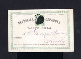 S3789-ESPAÑA-SPAIN.OLD POSTCARD CADIZ To SEVILLA.1874.Tarjeta Postal 1ª REPUBLICA.carte Postale.POSTKARTE.Tarjeta Con G. - Covers & Documents