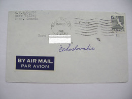 Cover 1958 Rose Valley, Saskatchewan To Czechoslovakia, Nothern Gannet 15c, Air Mail - Covers & Documents