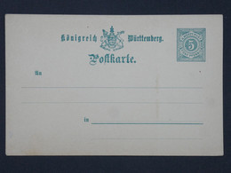 BH17 ALLEMAGNE WUTTENBERG BELLE CARTE  ENTIER   1900  NON VOYAGEE++ - Postwaardestukken