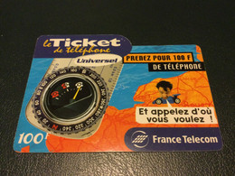 TICKET TÉLÉPHONE BOUSSOLE 100F Utilisé Luxe Série D/E Code 3/3/3/3 30/06/2001 Cote 160€. - FT Tickets