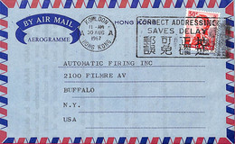 Aa6798 - HONG KONG - POSTAL HISTORY - AEROGRAMME From KOWLOON To The USA  1967 - Brieven En Documenten