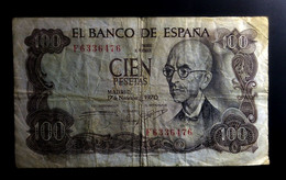A7  ESPAGNE    BILLETS DU MONDE   SPAIN  BANKNOTES  100 PESETAS 1970 - [ 9] Collections