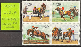 1993 - USA US Etats Unis - Bloc De 4 Timbres à 29 C Neufs** - Y&T N° 2152 Au 2155 - Sports Equestres - Bandes & Multiples