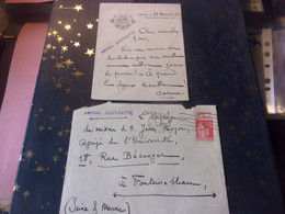 1935 VICE AMIRAL GUEPRATTE LETTRE AUTOGRAPHE CACHET 50C PAILETTES FER A CHEVAL POUR JEAN ROGER ENSEIGNE DE VAISSEAU - Autres & Non Classés