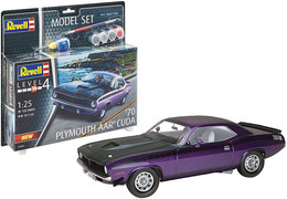 Revell - SET PLYMOUTH AAR CUDA 1970 + Peintures + Colle Maquette Kit Plastique Réf. 67664 Neuf NBO 1/25 - Cars