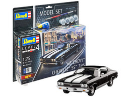 Revell - SET CHEVROLET CHEVELLE SS 396 1968 + Peintures + Colle Maquette Kit Plastique Réf. 67662 Neuf NBO 1/25 - Cars