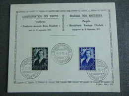 BELG.1937 456-457 FDC Card : ELISABETH - ....-1951