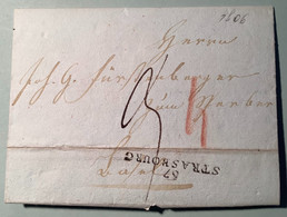 BISCHWEILER 1806 Lettre "67 STRASBOURG" Alsace > BASEL, SUISSE (prephilatelie France Vorphilatelie Brief Elsass Schweiz - Cartas & Documentos