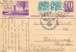 Switzerland Suisse Schweiz Entier Postal Helvetia 10c Stationery Affoltern Im Emment To Tirlemont Via Germany 1940 - Affoltern Im Emmental 