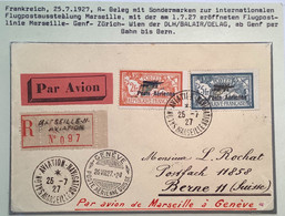 P.A1-2 SALON AVIATION+AUTOMOBILE MARSEILLE 1927lettre Par Avion>Bern(Poste Aérienne France Genéve Flugpost Schweiz Brief - 1927-1959 Storia Postale