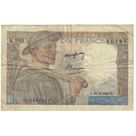 France, 10 Francs, Mineur, 1945, T.103, AB, Fayette:8.14, KM:99e - 10 F 1941-1949 ''Mineur''