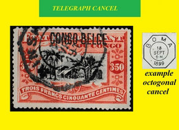 1911 CONGO FREE STATE / ETAT IND. DU CONGO TELEGRAPH (octogonal + 1 Star) KINSHASA ON EIC 047 RED VILLAGE - Télégrammes