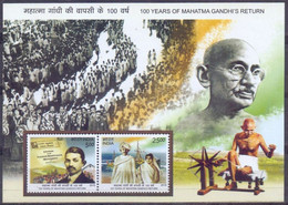 INDIA 2015 Centenary Of Return Mahatma Gandhi South Africa 2v MS MINIATURE SHEET MNH P.O Fresh & Fine - Other & Unclassified