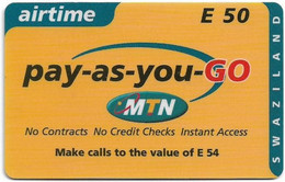 Swaziland - MTN - Pay-As-You-Go Airtime (Reverse A), GSM Refill 50E, Used - Swaziland