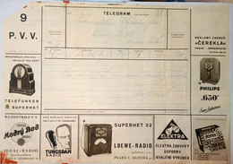 Electric Bulb, Lampe, Radio, Ice Hockey, Advertising Telegram Czechoslovakia As Scan - Unclassified