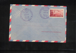 Jugoslawien / Yugoslavia 1949 Postal Stationery Airmail Letter With Postmark 100th Anniversary Of Railways - Airmail