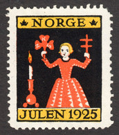 Christmas GOD JUL Norske Kvinners Sanitetsforening NKS TBC Tuberculosis Label Cinderella Vignette 1925 NORWAY Candle - Other & Unclassified