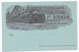 18507 " ALBERGO RISTORANTE CAPPEL D'ORO-F.LLI BIONDA-TORINO "VERA FOTO-CART. POST. NON SPED. - Cafés, Hôtels & Restaurants