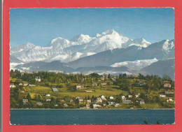 C.P.S.M. « GENEVE » Le Mont Blanc Et Le Côteau De Cologny  Jolie Vue Générale   X2 Phots - Cologny